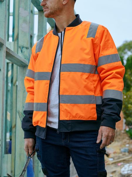 Bisley Taped 2 Tone Hi Vis Bomber Jacket With Padded Lining - BJ6730T