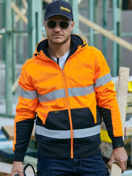 Bisley Taped Hi Vis Zip Fleece Hoodie With Sherpa Lining - BK6988T