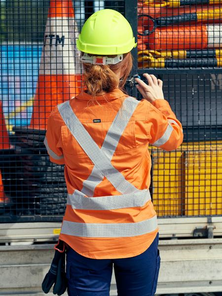 Bisley Womens X-Taped Hi Vis Biomotion Cool Lightweight Long Sleeve Drill Shirt - BL6166XT