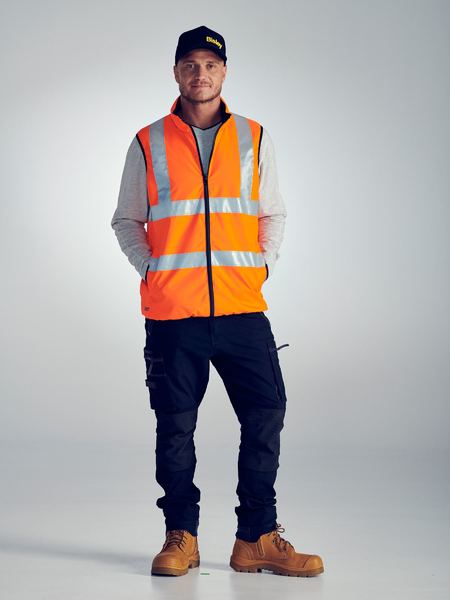 Bisley Taped Hi Vis Unisex Reversible Puffer Vest - BV0330HT