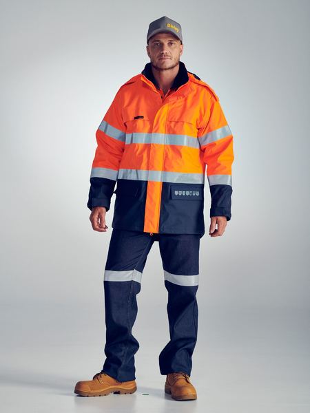 Bisley Taped Hi Vis Flame Retardant (FR) Wet Weather Shell Jacket - BJ8110T