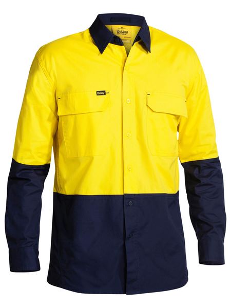 Bisley Mens X-Airflow Hi Vis Ripstop 2 Tone Long Sleeve Shirt - BS6415