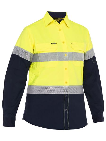 Bisley Womens X Airflow Hi Vis Taped Stretch Ripstop Shirt - BL6491T