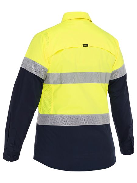 Bisley Womens X Airflow Hi Vis Taped Stretch Ripstop Shirt - BL6491T