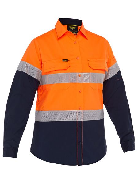 Bisley Womens X Airflow Hi Vis Taped Stretch Ripstop Shirt - BL6491T