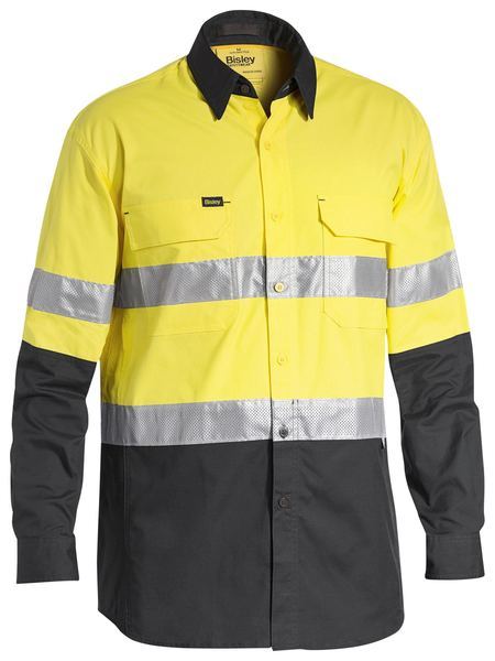 Bisley Taped X-AirFlow Hi Vis Ripstop 2 Tone Long Sleeve Mens Shirt - BS6415T