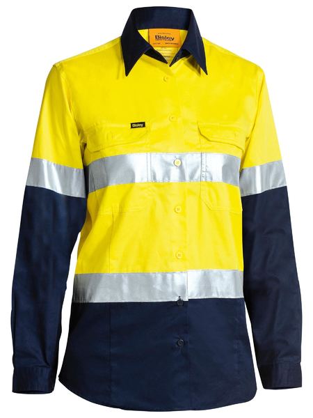 Bisley Womens Taped Hi Vis Cool Lightweight Long Sleeve Drill Shirt - BL6696T