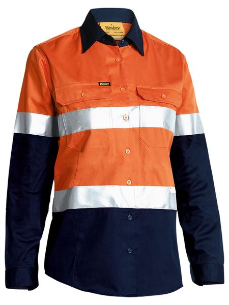 Bisley Womens Taped Hi Vis Cool Lightweight Long Sleeve Drill Shirt - BL6696T