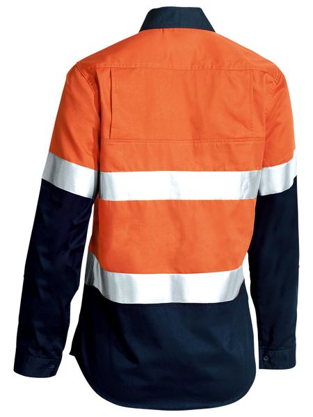 Bisley Womens Taped Hi Vis Cool Lightweight Long Sleeve Drill Shirt - BL6696T