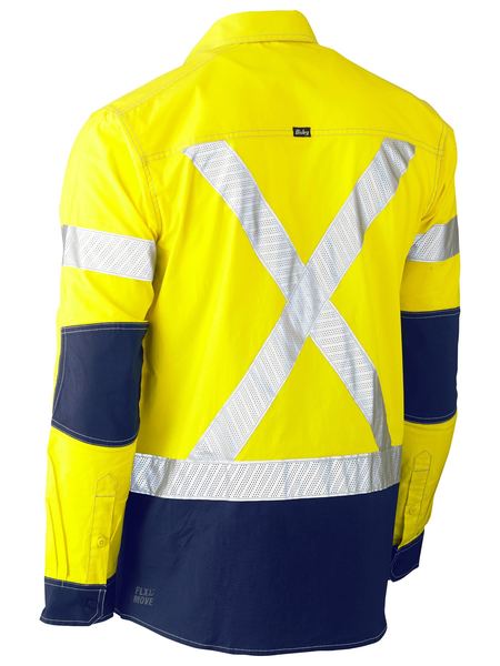 Bisley Flx & Move Taped Hi Vis Back X-Taped 2 Tone Long Sleeve Unisex Utility Shirt - BS6177XT