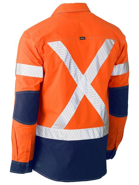 Bisley Flx & Move Taped Hi Vis Back X-Taped 2 Tone Long Sleeve Unisex Utility Shirt - BS6177XT