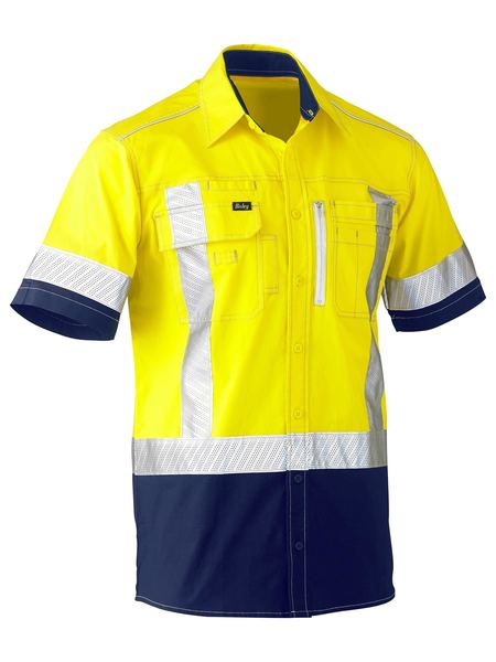 Bisley Flx & Move Taped Hi Vis Back X-Taped Short Sleeve Unisex Utility Shirt - BS1177XT