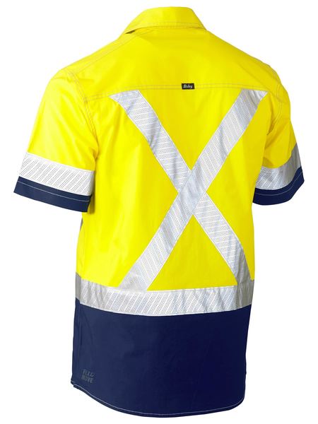 Bisley Flx & Move Taped Hi Vis Back X-Taped Short Sleeve Unisex Utility Shirt - BS1177XT