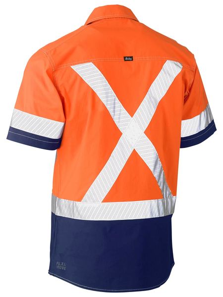 Bisley Flx & Move Taped Hi Vis Back X-Taped Short Sleeve Unisex Utility Shirt - BS1177XT