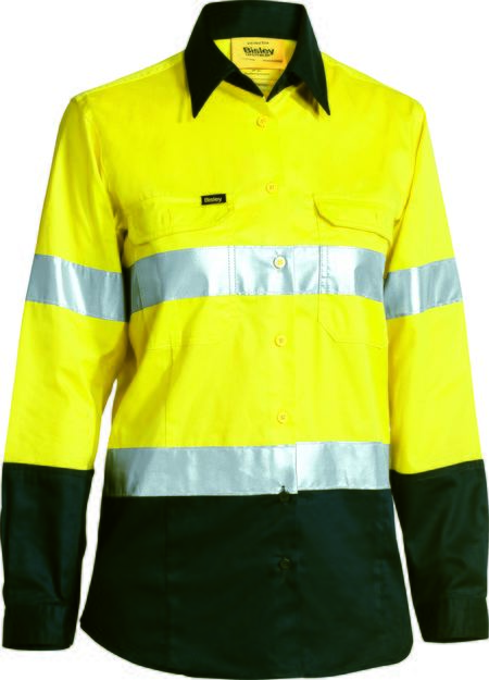 Bisley Womens Taped Hi Vis Cool Lightweight Long Sleeve Drill Shirt - BL6896