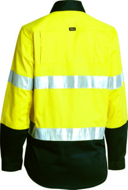 Bisley Womens Taped Hi Vis Cool Lightweight Long Sleeve Drill Shirt - BL6896