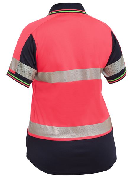 Bisley Womens Taped Hi Vis 2Tone V-Neck Short Sleeve Polo - BKL1225T