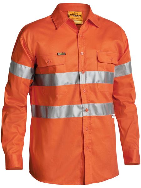 Bisley Taped Hi Vis Long Sleeve Mens Drill Shirt - BT6482