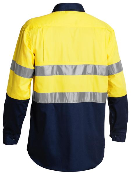 Bisley Taped Hi Vis Gusset Cuff Cotton Drill Long Sleeve Shirt - BS6896