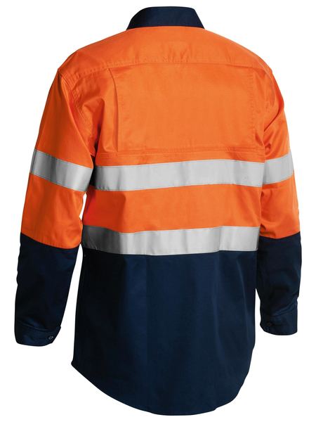 Bisley Taped Hi Vis Gusset Cuff Cotton Drill Long Sleeve Shirt - BS6896