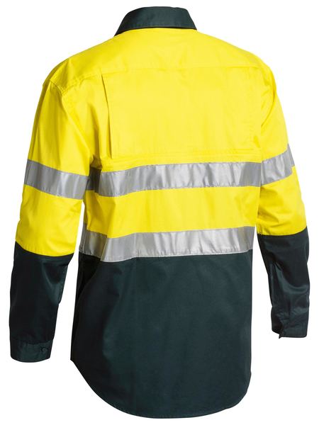 Bisley Taped Hi Vis Gusset Cuff Cotton Drill Long Sleeve Shirt - BS6896