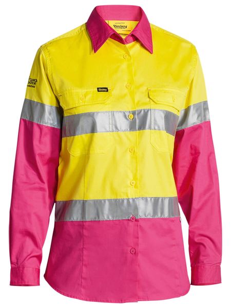 Bisley Womens Taped Hi Vis Cool Lightweight Long Sleeve Drill Shirt - BL6696T