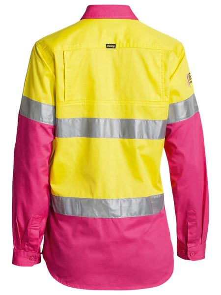 Bisley Womens Taped Hi Vis Cool Lightweight Long Sleeve Drill Shirt - BL6696T