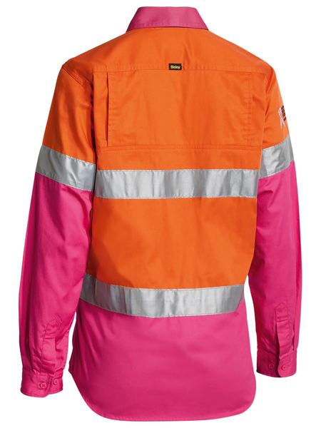 Bisley Womens Taped Hi Vis Cool Lightweight Long Sleeve Drill Shirt - BL6696T