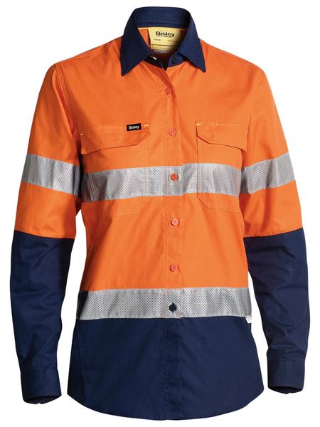 Bisley Womens Taped Hi Vis X-AirFlow Ripstop 2 Tone Long Sleeve Shirt - BL6415T