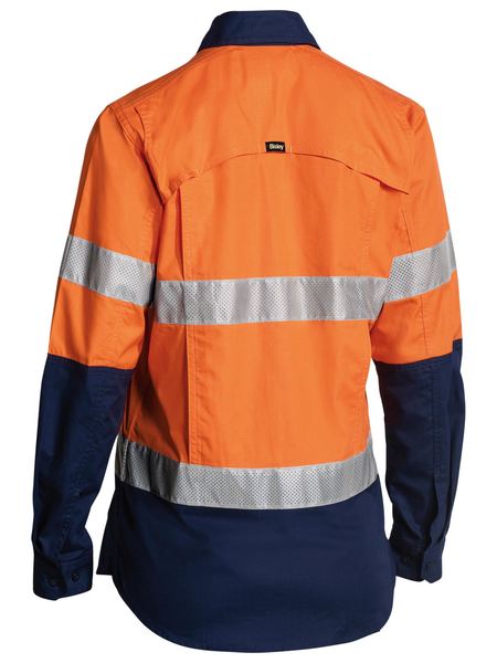 Bisley Womens Taped Hi Vis X-AirFlow Ripstop 2 Tone Long Sleeve Shirt - BL6415T