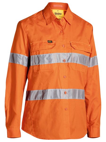 Bisley Womens Taped Hi Vis X-AirFlow Ripstop Long Sleeve Shirt - BL6416T