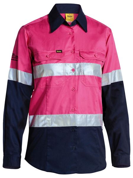 Bisley Womens Taped Hi Vis Cool Lightweight Long Sleeve Drill Shirt - BL6896