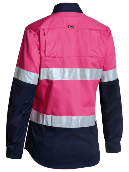 Bisley Womens Taped Hi Vis Cool Lightweight Long Sleeve Drill Shirt - BL6896