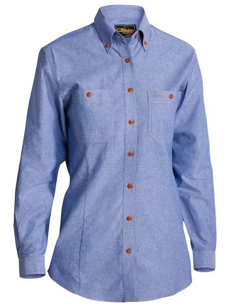 Bisley Womens Chambray Long Sleeve Shirt - B76407L