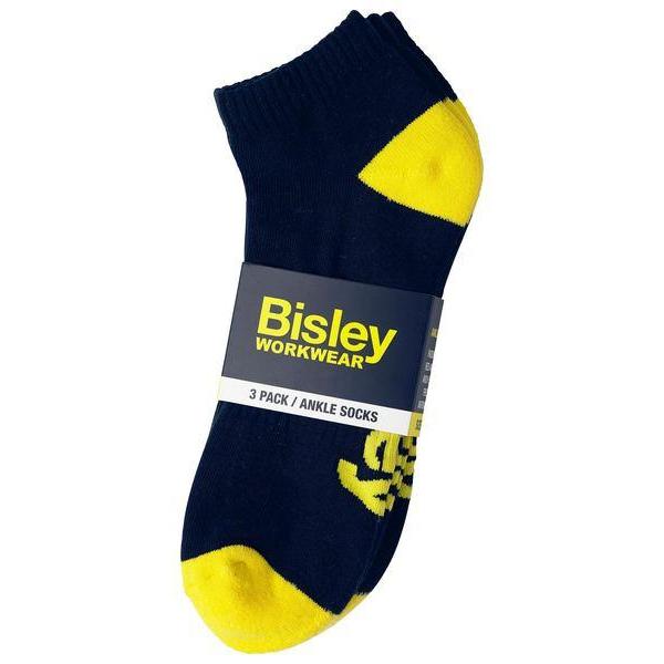 Bisley Ankle Socks 3 Pair - BSX7215-Queensland workwear Supplies