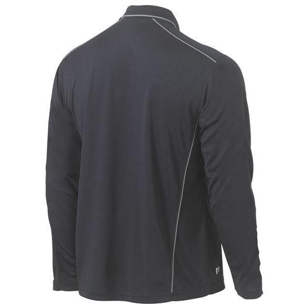 Bisley Cool Mesh Long Sleeve Polo With Reflective Piping - BK6425-Queensland workwear Supplies