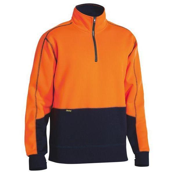 Bisley HiVis 1/4 Zip Unisex Fleece Pullover - BK6989-Queensland workwear Supplies