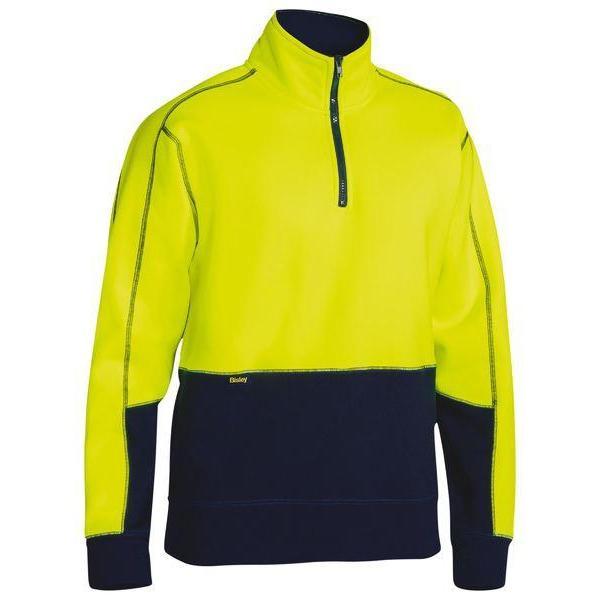 Bisley HiVis 1/4 Zip Unisex Fleece Pullover - BK6989-Queensland workwear Supplies