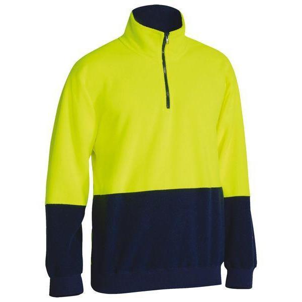 Bisley HiVis 1/4 Zip Unisex Polar Fleece Pullover - BK6889-Queensland workwear Supplies