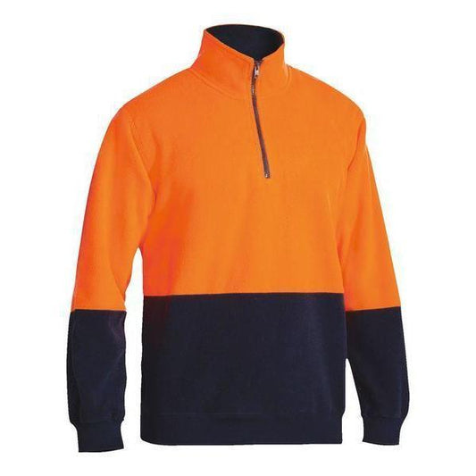 Bisley HiVis 1/4 Zip Unisex Polar Fleece Pullover - BK6889-Queensland workwear Supplies