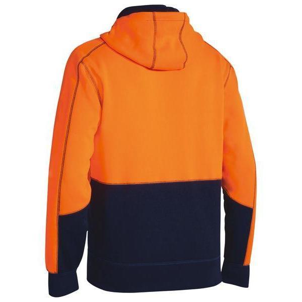 Bisley HiVis Front Zip Unisex Fleece Hoodie - BK6819-Queensland workwear Supplies