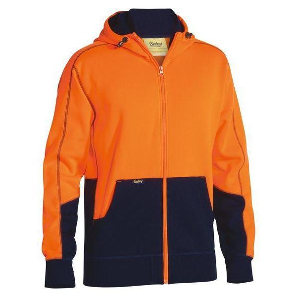 Bisley HiVis Front Zip Unisex Fleece Hoodie - BK6819-Queensland workwear Supplies