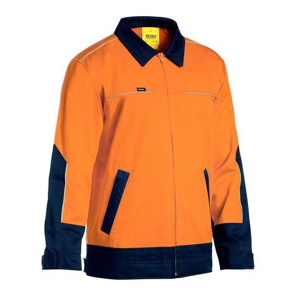 Bisley HiVis Unisex Drill Jacket With Liquid Repellent Finish - BJ6917-Queensland workwear Supplies