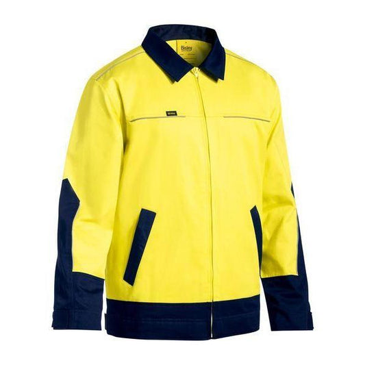 Bisley HiVis Unisex Drill Jacket With Liquid Repellent Finish - BJ6917-Queensland workwear Supplies