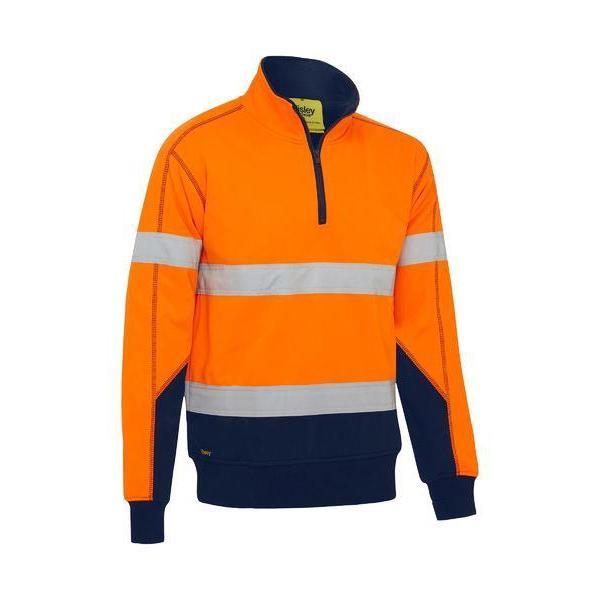 Bisley Taped HiVis 1/4 Zip Fleece Pullover With Sherpa Lining - BK6987T-Queensland workwear Supplies