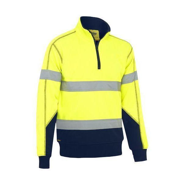 Bisley Taped HiVis 1/4 Zip Fleece Pullover With Sherpa Lining - BK6987T-Queensland workwear Supplies