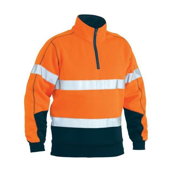 Bisley Taped HiVis 1/4 Zip Unisex Fleece Pullover - BK6989T-Queensland workwear Supplies