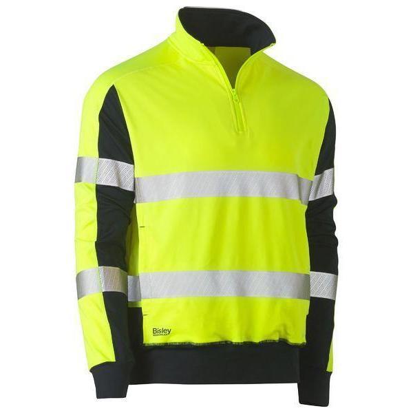 Bisley Taped HiVis 2 Tone Contrast Stretch 1/4 Zip Unisex Pullover - BK6817T-Queensland workwear Supplies