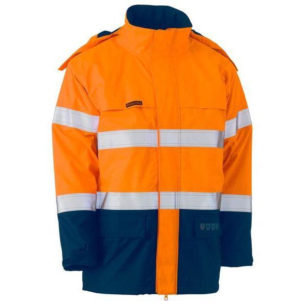 Bisley Taped HiVis Flame Retardant Wet Weather Shell Jacket - BJ8110T-Queensland workwear Supplies