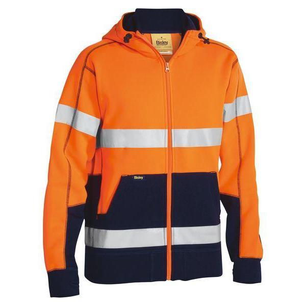 Bisley Taped HiVis Front Zip Unisex Fleece Hoodie - BK6819T-Queensland workwear Supplies